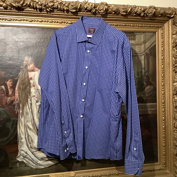 UNTUCKit Cotton Purple Gingham Dress Shirt Sz XL EUC - Picture 5 of 5